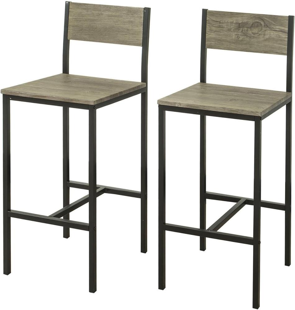 Barhocker 2 Set mit Rücklehne und Fußstütze Holz Metall Natur Schwarz FST53X2 Bild 1