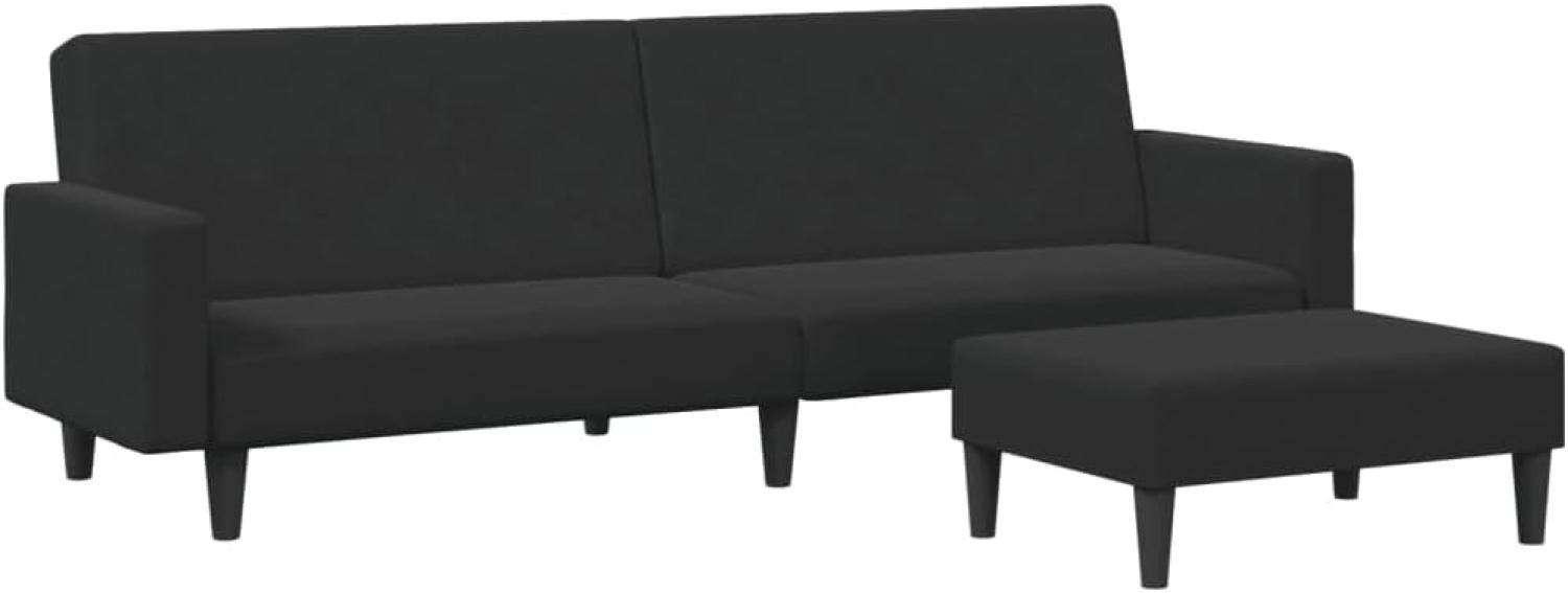 Schlafsofa 2-Sitzer mit Fußhocker Schwarz Samt (Farbe: Schwarz) Bild 1