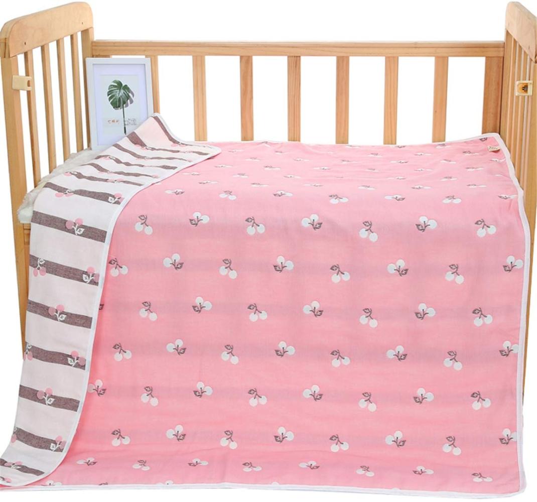 Hayisugar Babydecke Musselin Swaddle Pucktücher 6 Schichten Puckdecken 110x120 cm Kuscheldecke 100% Baumwolle | Erstlingsdecke, Pucktuch Kinderdecke für Mädchen Junge, Rosa Kirsche Bild 1