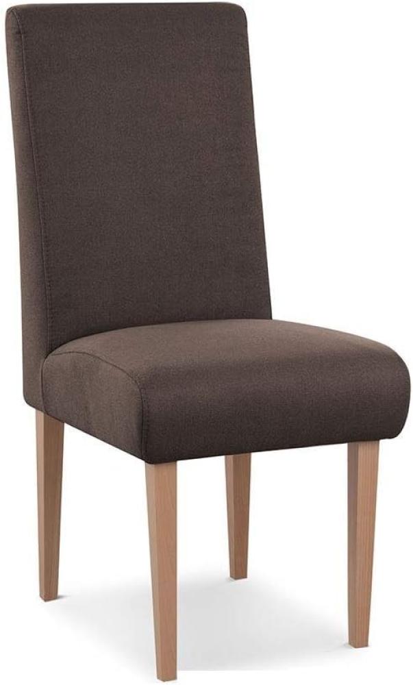 CAVADORE Esszimmerstuhl Kira / Polsterstuhl für Küche, Esszimmer oder Wohnküche / Passend zur Küchengarnitur Kira / Leichte Fleckenentfernung dank Soft Clean / 48 x 103 x 62 / Flachgewebe: Braun Bild 1