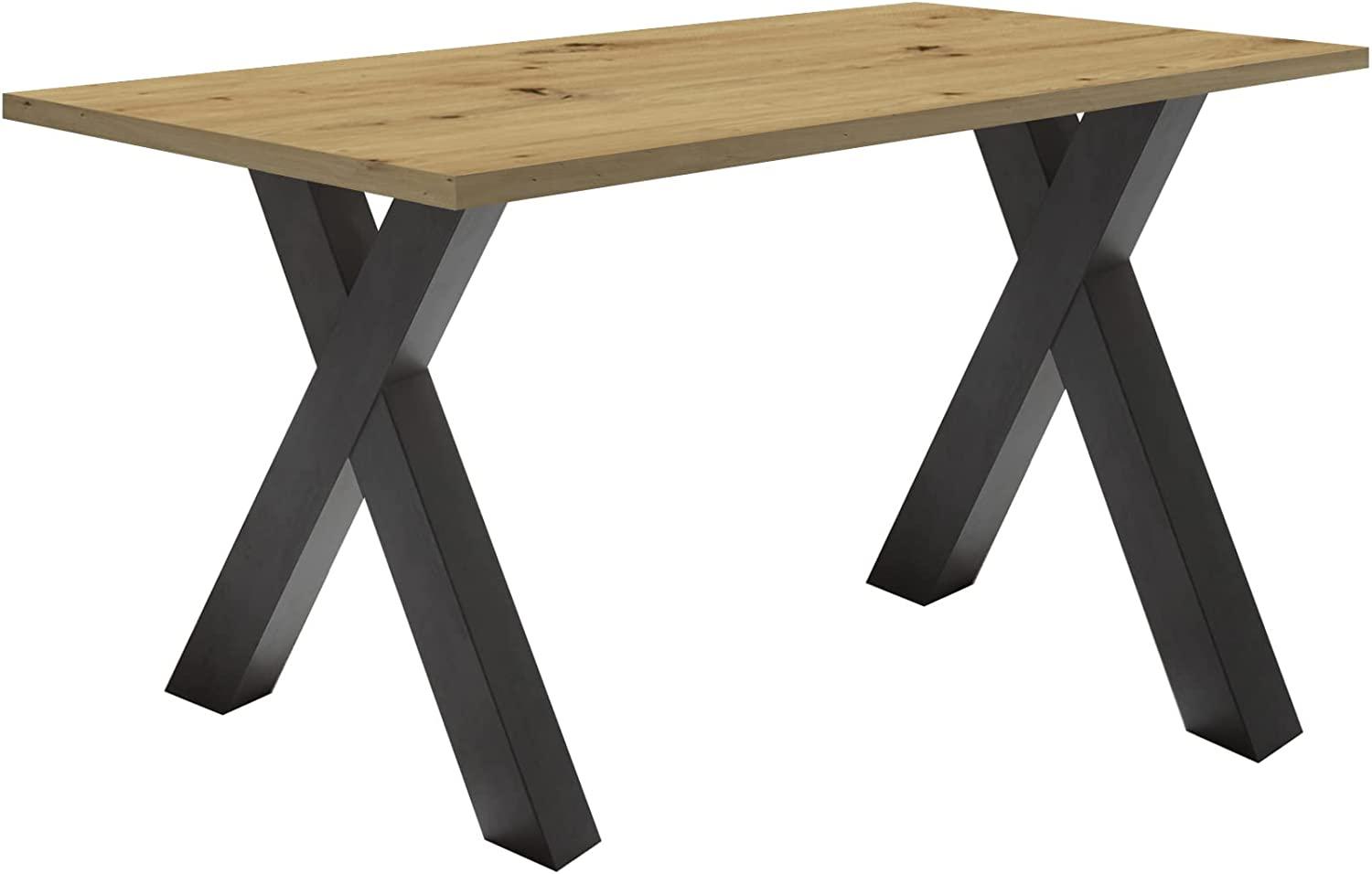 Schreibtisch Edie 3 120 x 70 x 75 Computertisch schwarzstahl/asteiche 13660 Bild 1