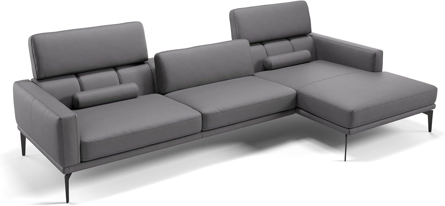 Sofanella Eckcouch SALERNO Leder Polsterecke Sofalandschaft in Grau S: 247 x 157 Breite x 97 Tiefe Bild 1