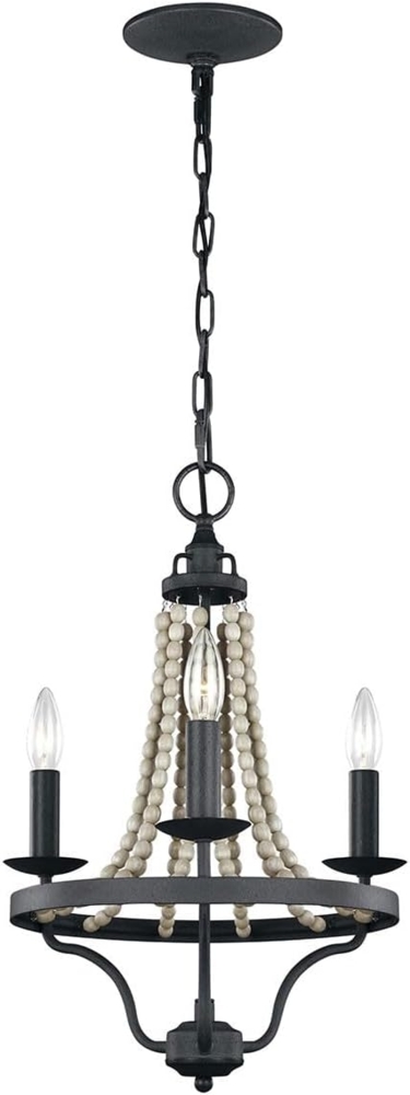 Feiss FE-NORI3-DWZ Kronleuchter Nori E14 40W Stahl, Holz; Zink verwittert, dunkel, mit Treibholzgrau B:37. 5cm Ø37. 5cm dimmbar höhenverstellbar Bild 1