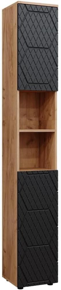 Vicco 'Irma' Badschrank mit 2 Türen und 6 Fächer, Holz, 192 x 30 x 30 cm, Anthrazit Gestreift Bild 1