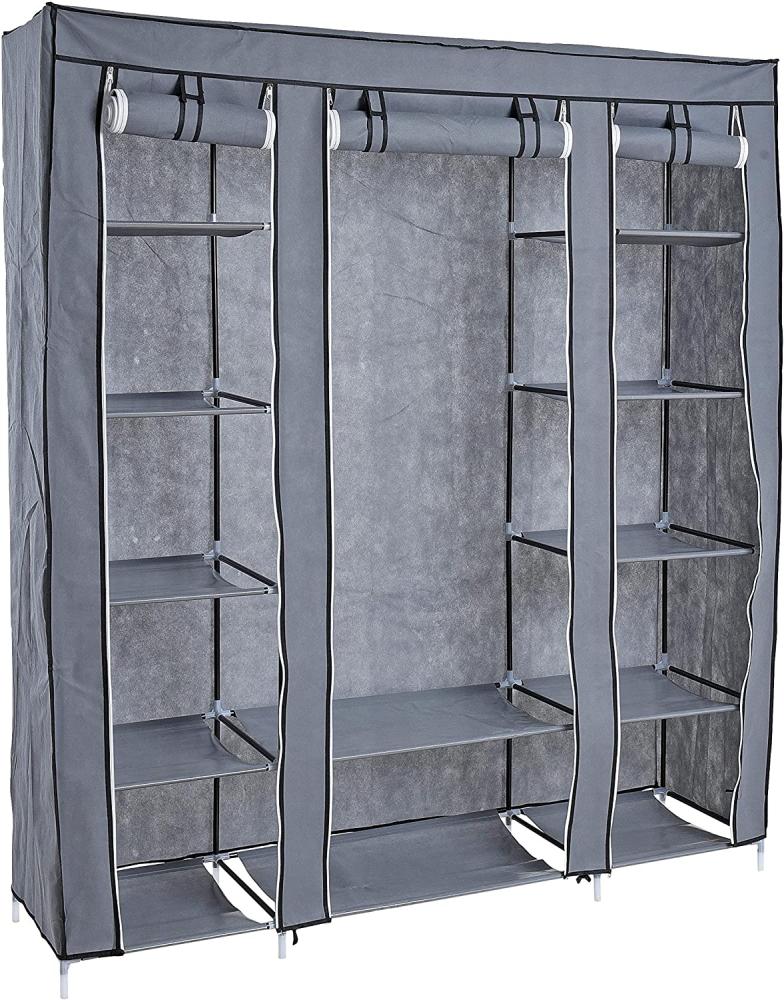 Kleiderschrank Stoffkleiderschrank Kleiderregal Faltschrank Stoffschrank Grau Bild 1