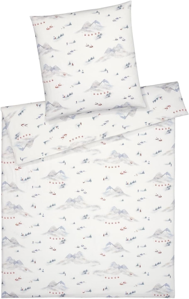 elegante Soft-Flanell Bettwäsche Wintersause schneeweiß|155x220 cm + 80x80 cm Bild 1