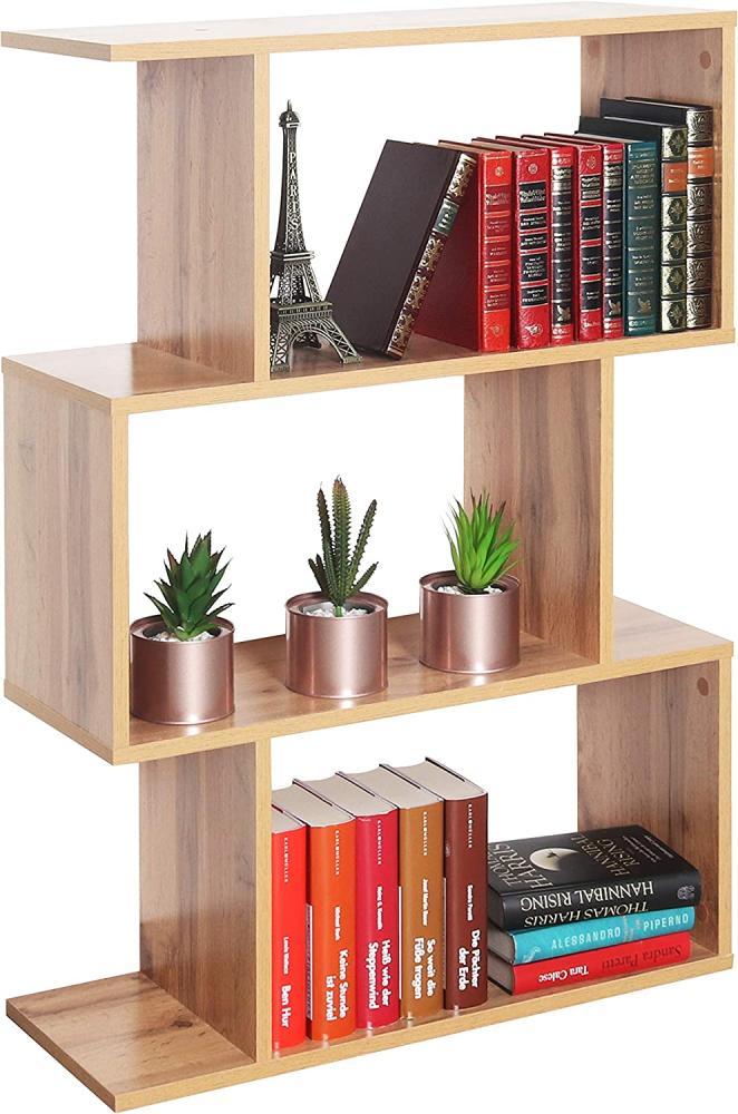 RICOO Standregal 97 x 70 x 25 cm Eiche braun – Bücherregal Wandregal Wohnzimmer WM072-EW Bild 1