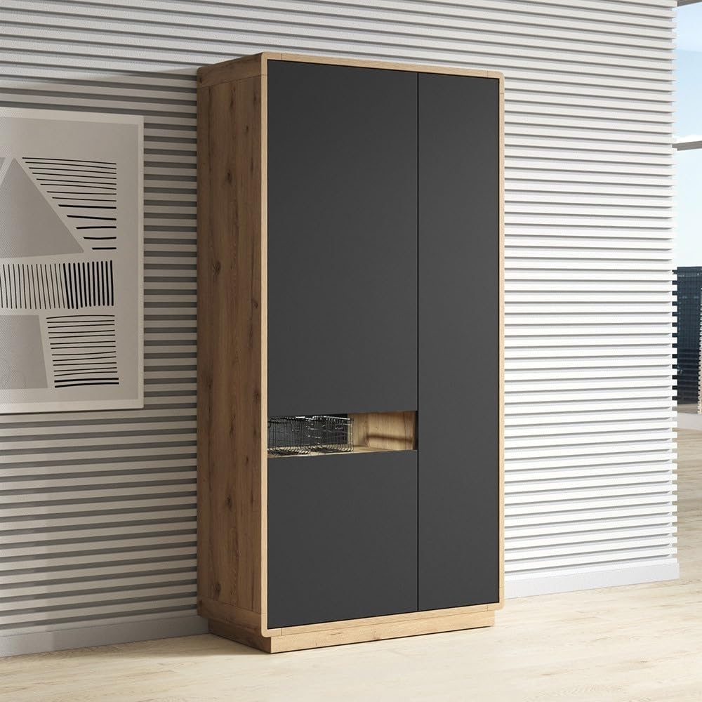 Lomadox Mehrzweckschrank ALBANY-83 schwarz matt 92/181/40 cm Bild 1