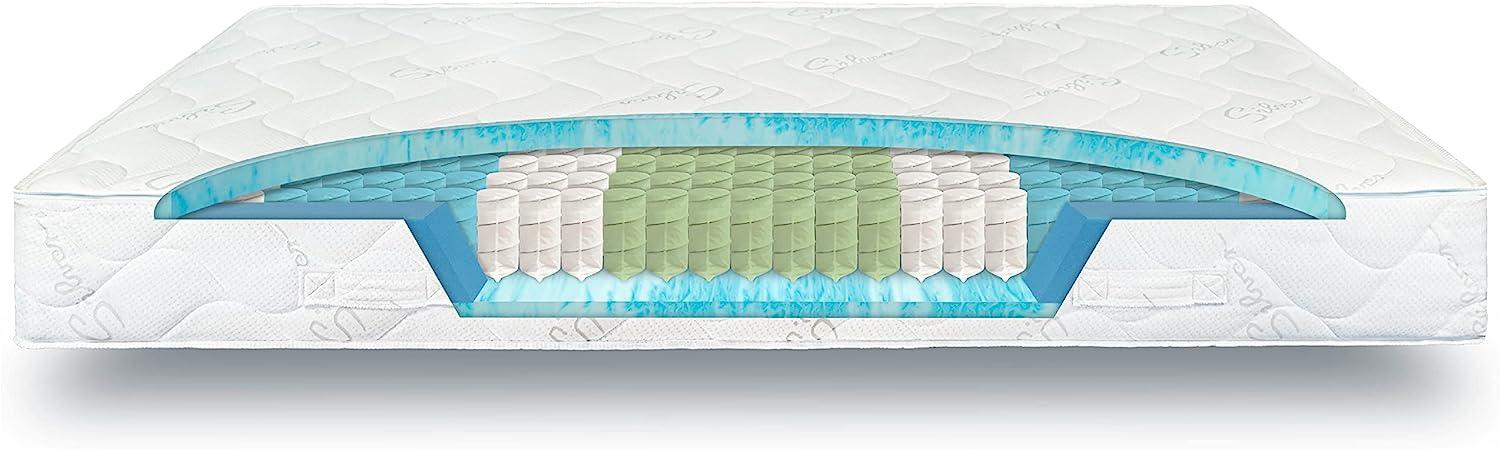 verapur Taschenfederkern Matratze 100x210 cm H3, 7-Zonen, Ortho Soft weiche Tonnentaschenfederkernmatratze, waschbarer Bezug, Öko-Tex, 23cm hoch Bild 1