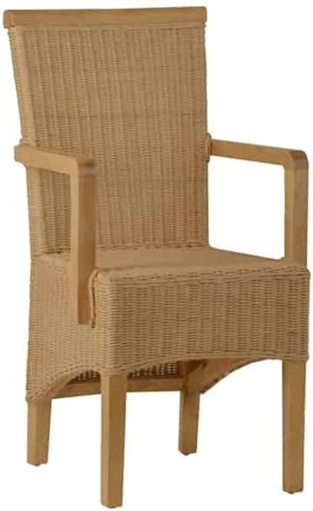 MiaMöbel Rattan Armlehnstuhl 'Larissa' natur Massivholz, Rattan Mahagoni Modern Bild 1