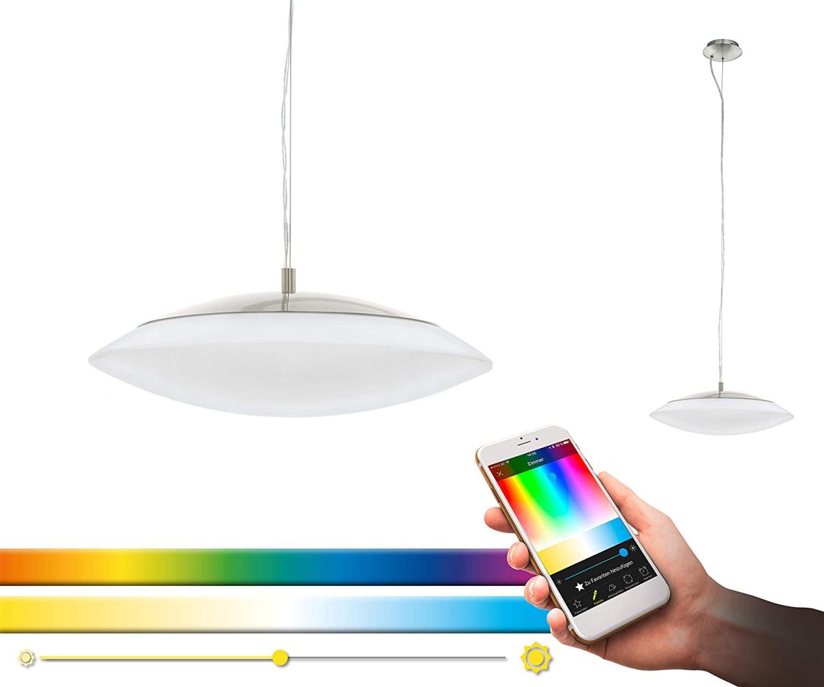 Eglo 97812 LED Pendelleuchte FRATTINA-C nickel-matt weiß Ø43,5cm H:150cm dimmbar mit Connect Funktion Bild 1