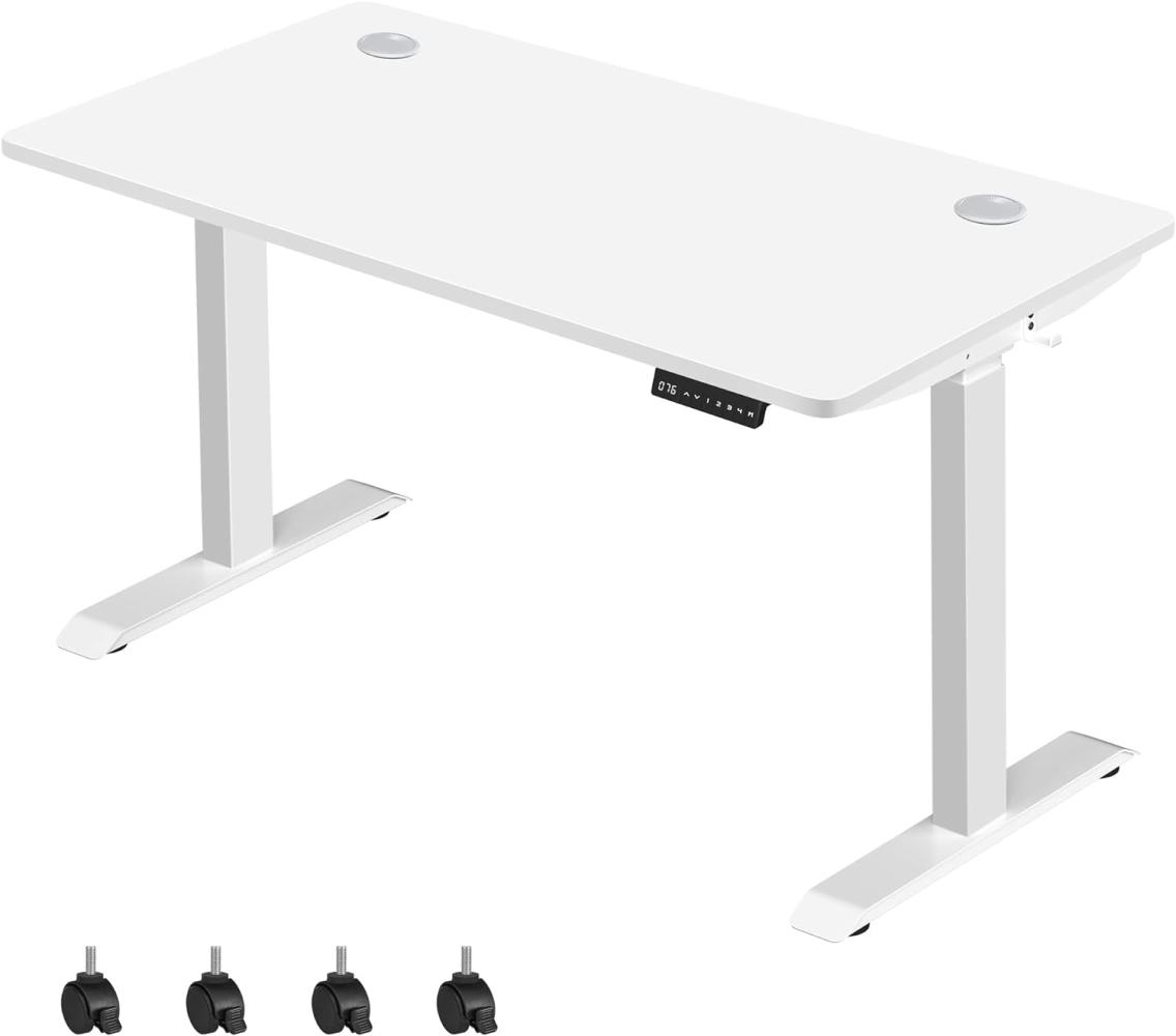 Songmics Elektrisch höhenverstellbarer Schreibtisch, 140 x 70 x (73-114) cm, weiß Bild 1