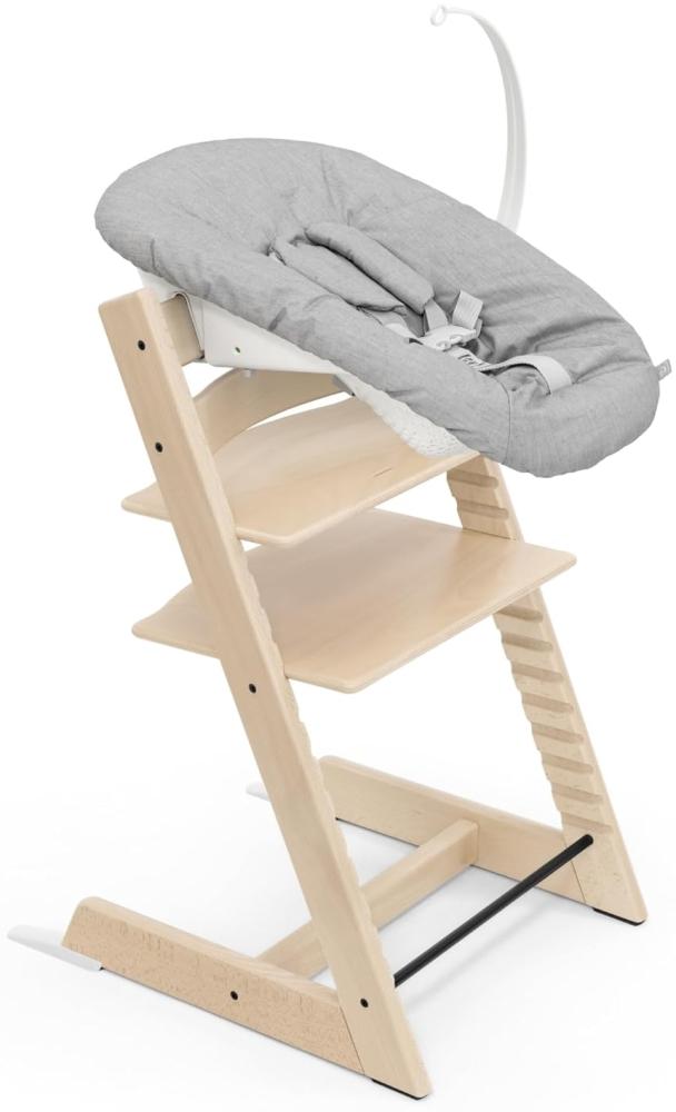 Tripp Trapp Stuhl von Stokke (Natural) mit Newborn Set (Grey) - Für Neugeborene bis zu 9 kg - Gemütlich, sicher & einfach zu verwenden Bild 1