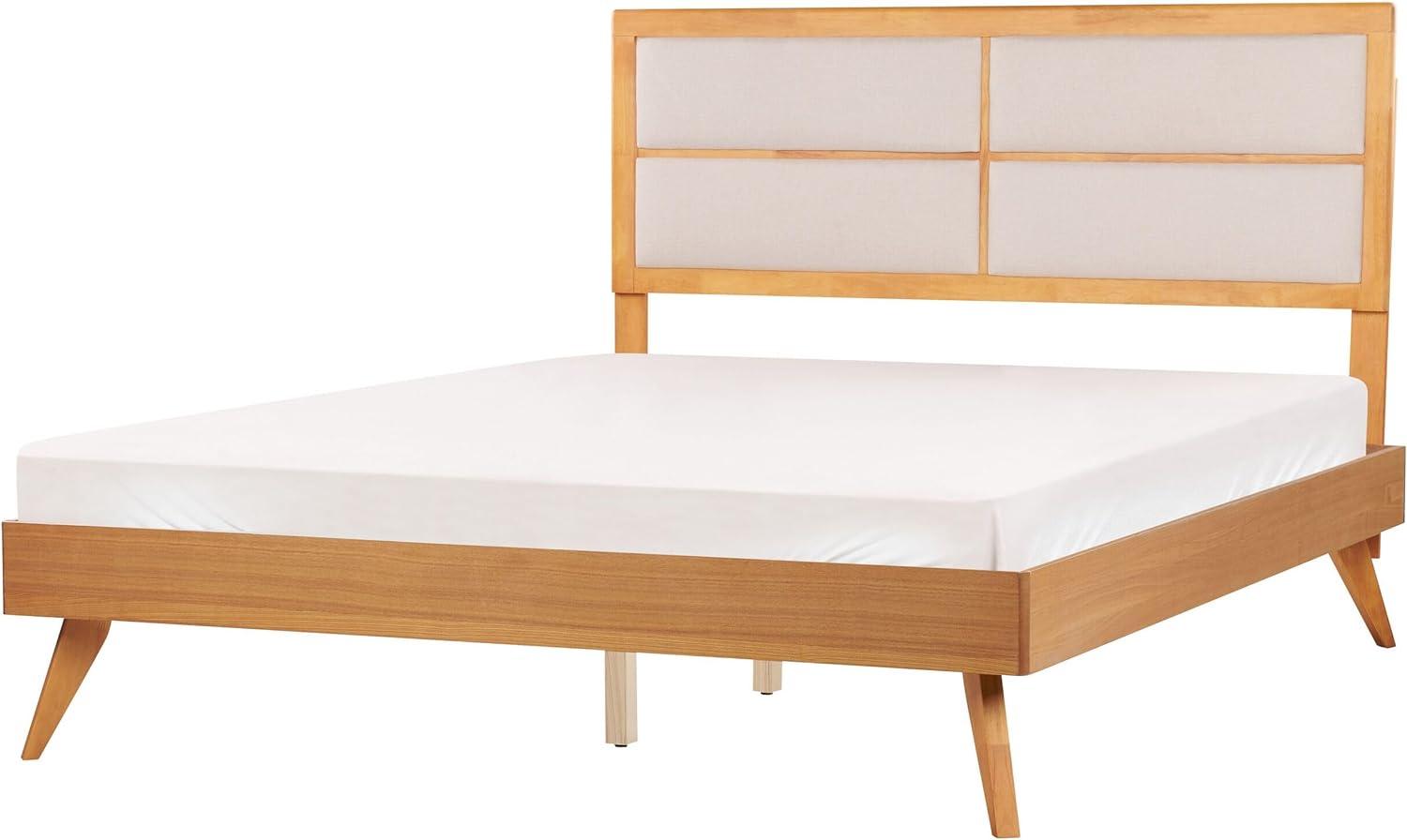 Bett heller Holzfarbton beige Lattenrost 160 x 200 cm POISSY Bild 1