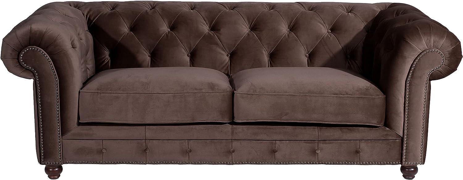 Orleans Sofa 2,5-Sitzer Samtvelours Dunkelbraun Buche Nussbaumfarben Bild 1