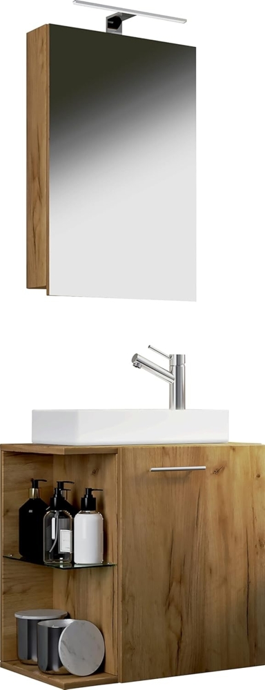 VCM Badmöbel Waschtisch Hausa 917498 Honig-Eiche H. 122 x B. 52 x T. 34 cm Bild 1