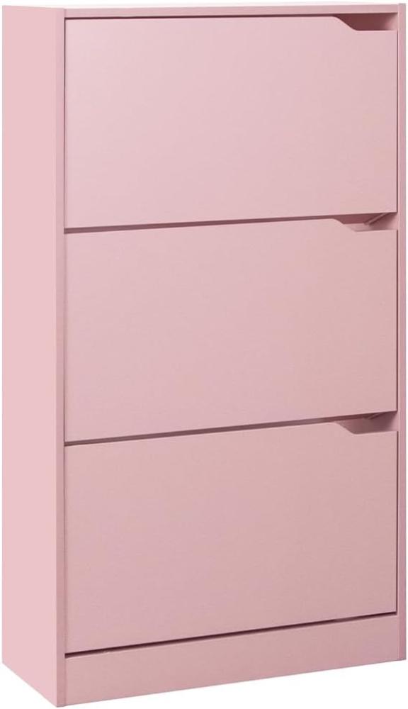 BAKAJI Scarpiera 3 ante Schuhschrank mit 3 Türen, Ablagen mit doppelter Tiefe für Schuhe, Farbe: Rosa, 63 x 24 x 115 cm, Holzwerkstoff, Standard Bild 1