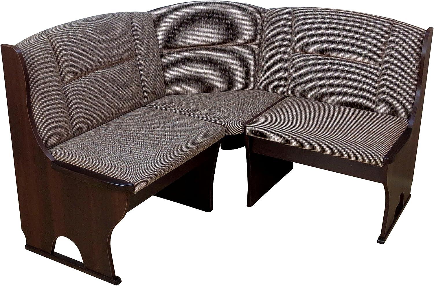 Truheneckbank "Josef I" 125x125 cm, weiß, Strukturstoff blau Bild 1