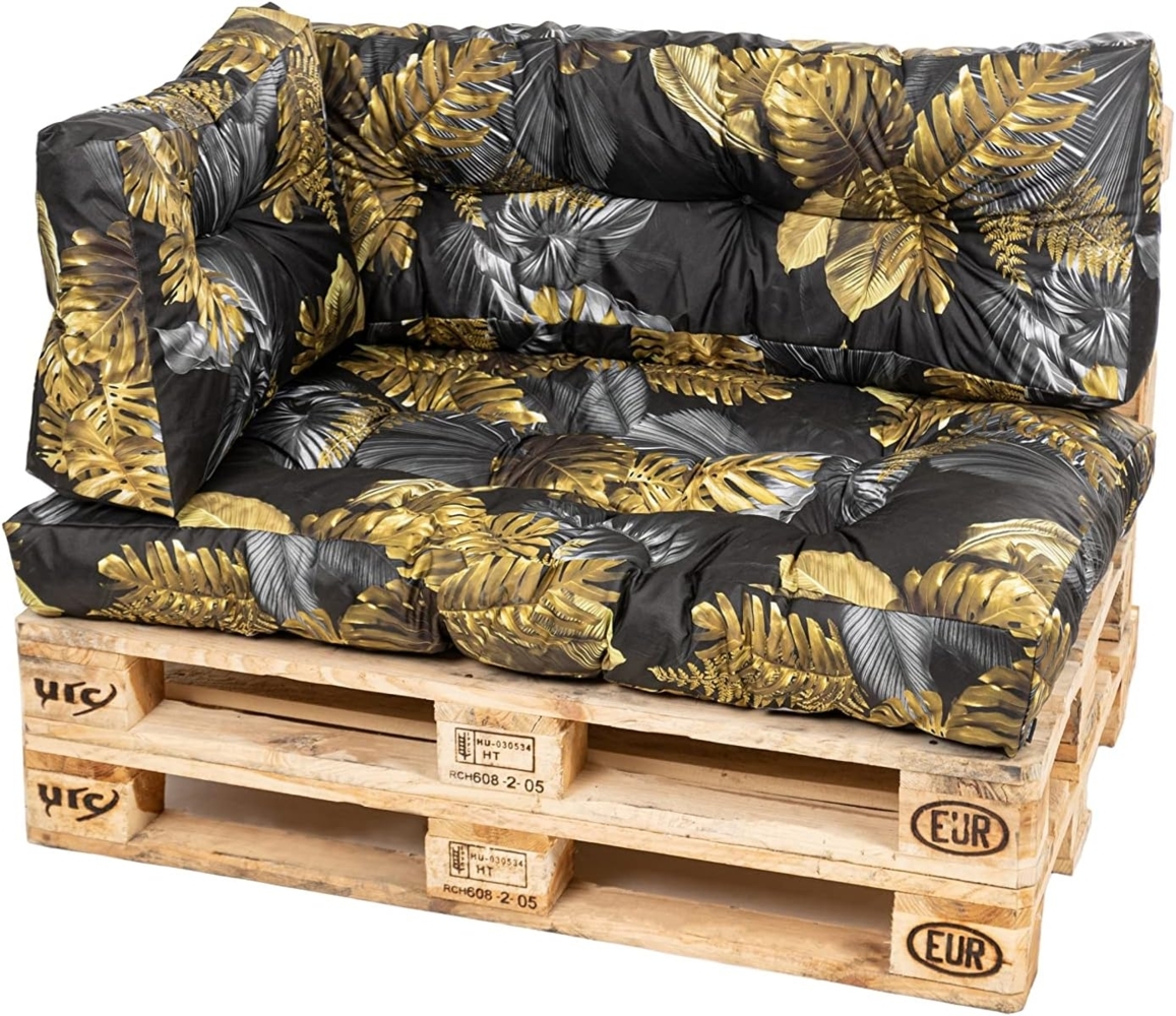 TexDeko® Garden Palettenkissen 120 x 80 x 18 cm wasserabweisend UV - beständig In- & Outdoor Premium Sitzkissen gesteppt Palettenauflage für Europaletten (3-TLG Set, Blume) Bild 1