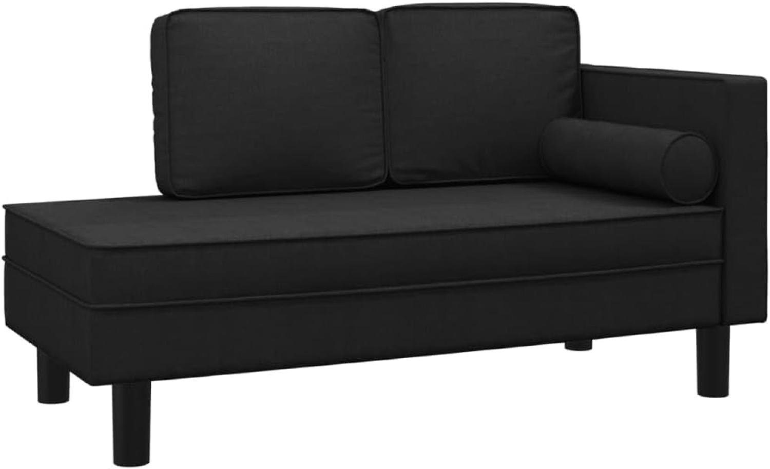 Chaiselongue mit Kissen und Nackenrolle Schwarz Stoff Bild 1