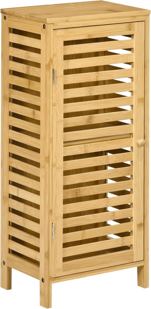 Kleankin Badkommode Badezimmerschrank mit Lamellentür 2 Fächern (Aufbewahrungsschrank, 1 St, Toilettenschrank), Natur, 30 x 19,9 x 70 cm Bild 1