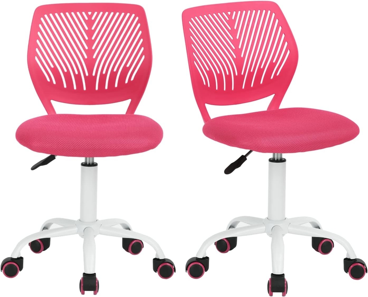 FurnitureR FR Carnation Schreibtischstuhl, Bürostuhl, Stoffsitz, ergonomischer Arbeitsstuhl, ohne Armlehne, höhenverstellbar, Drehstuhl, 2er-Set, rosa, Textil Metall, Rose, 40 x 38.5 x 87 cm Bild 1