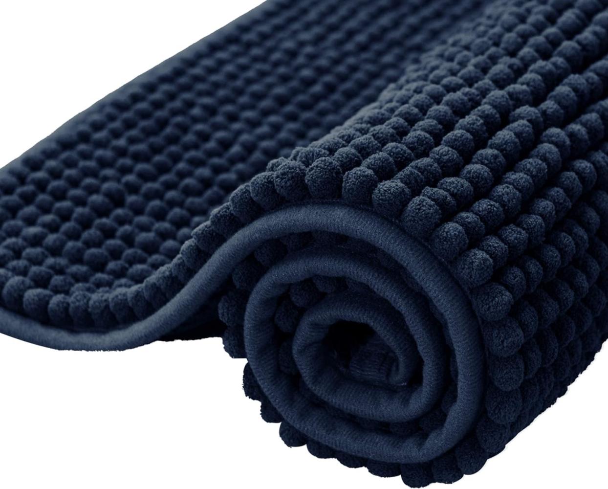 subrtex Badematte rutschfest Badezimmerteppich aus Chenille Saugfähig Badteppich weich Wasserabsorbierende Badvorleger für Badezimmer,Maschinenwaschbar(50 x 80 cm, Marineblau) Bild 1