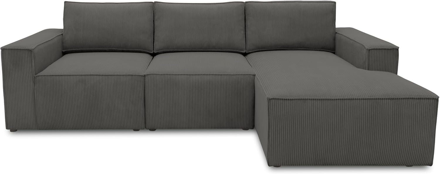 DOMO. collection Ecksofa 800 021, Couch in L-Form mit Cordstoff, Modulsofa mit Taschenfederkern, Sofa, Polsterecke, Eckcouch 273 x 172 x 85 cm (BxTxH), dunkelgrau Bild 1