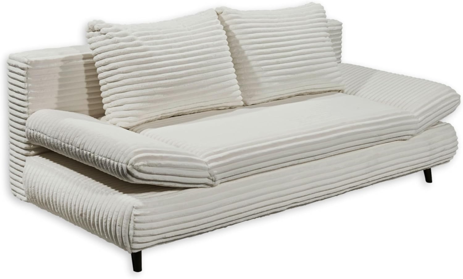 SUNNY 2 Bequemes Schlafsofa in Cord-Optik mit Bettkasten, Silber - Ausziehbares Sofa mit Schlaffunktion und verstellbaren Armlehnen - 212x76 (88) x 101 cm (B/H/T) Bild 1