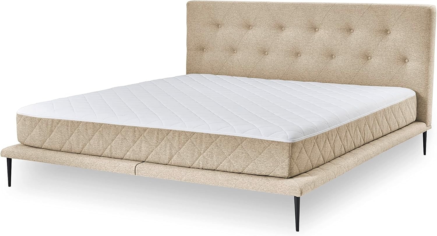 Atlantic Home Collection Designbett Palm 160x200 cm, Plattformbett mit 7-Zonen TFK-Matratze, Creme, 160/200 cm Bild 1