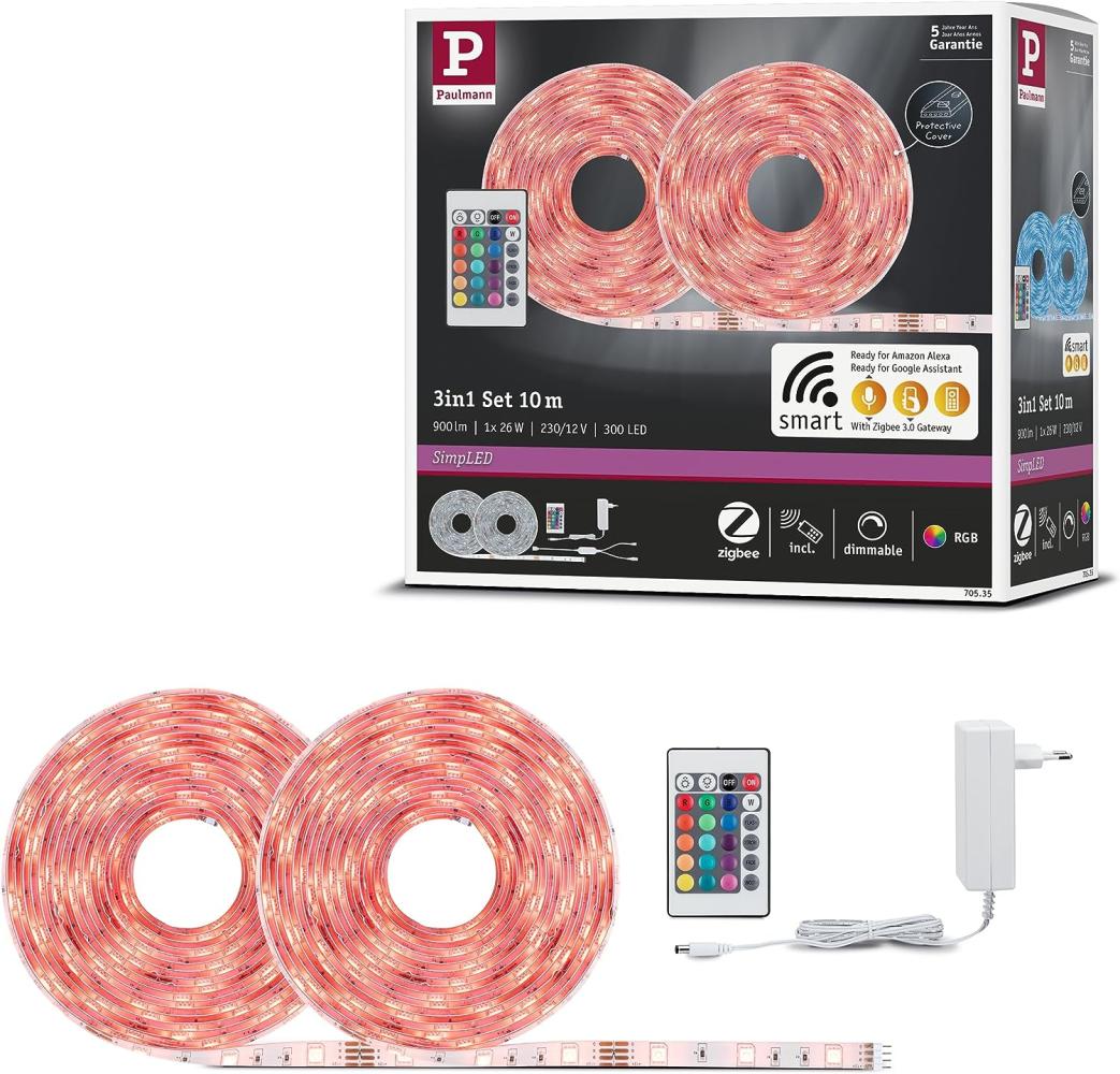 Paulmann 70535 SimpLED LED Strip Komplettset 10m Zigbee RGB weiß Bild 1