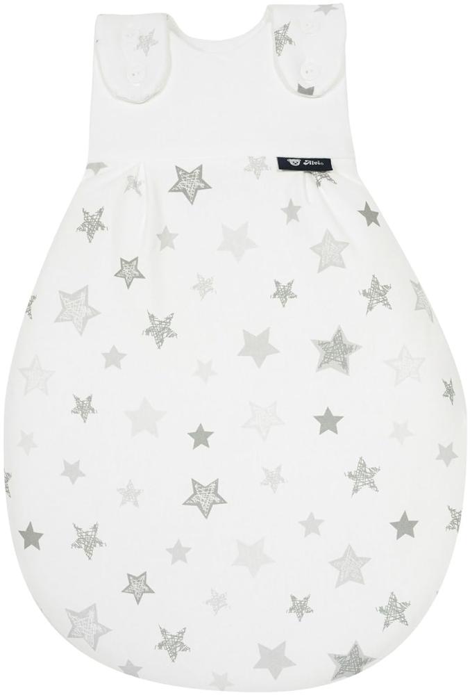 Alvi Baby Mäxchen Außensack Exclusiv I Baby-Schlafsack mitwachsend & atmungsaktiv I Kinderschlafsack waschbar I leichter Schlafsack ÖKO-tex geprüft, Größe: 62/68, Design:Silver Stars silbergrau 786-9 Bild 1