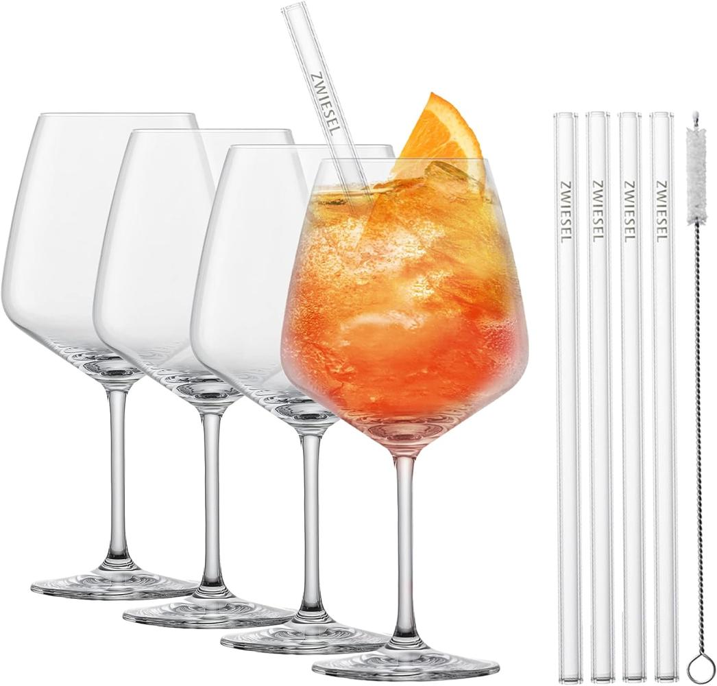 Schott Zwiesel Drinks-Set After Work 9-tlg, 4 Gläser mit Glastrinkhalmen und Bürste, Glas, 130014 Bild 1