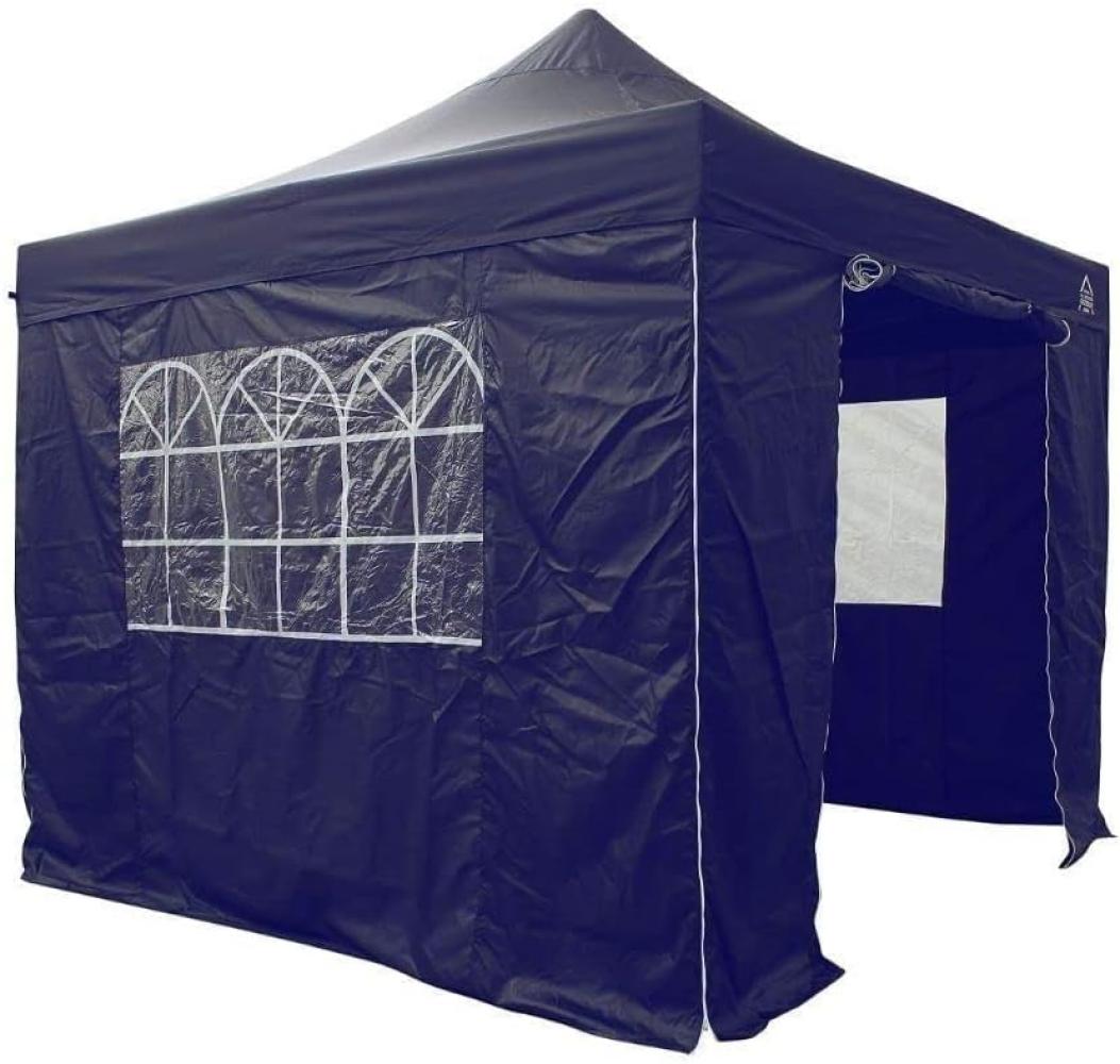 All Seasons Gazebos 3x3m vollständig wasserdichtes Faltpavillon mit 4 Seitenteilen - Marineblau Bild 1