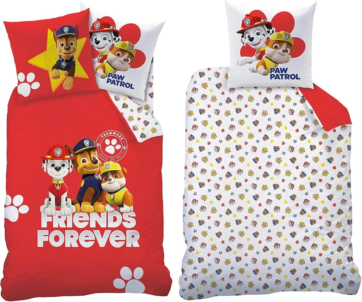 BERONAGE Kinderbettwäsche Paw Patrol Bettwäsche Trio Linon / Renforcé, 100% Baumwolle, 2 teilig, 135x200 + 80x80 cm Bild 1