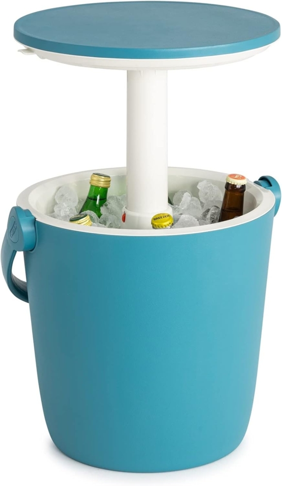 Keter Kühlbox Go Bar, mobiler 2-in-1-Getränkekühler und Serviertisch, ausziehbar, blau, wetterfest Bild 1