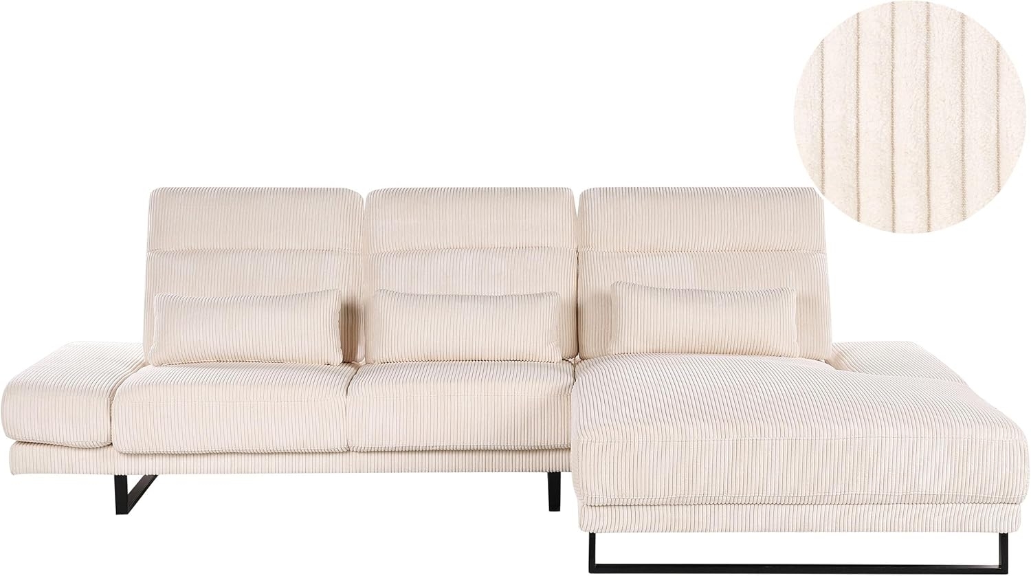 Ecksofa IKAST Cord Beige 4-Sitzer Linksseitig Bild 1