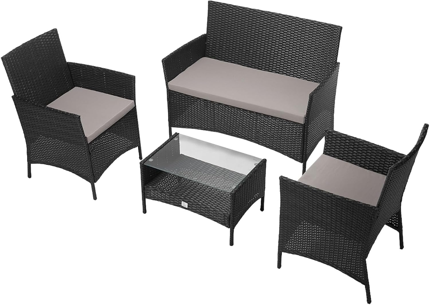 SVITA BROOKLYN Polyrattan Sitzgruppe Lounge Gartenmöbel Set schwarz Bild 1