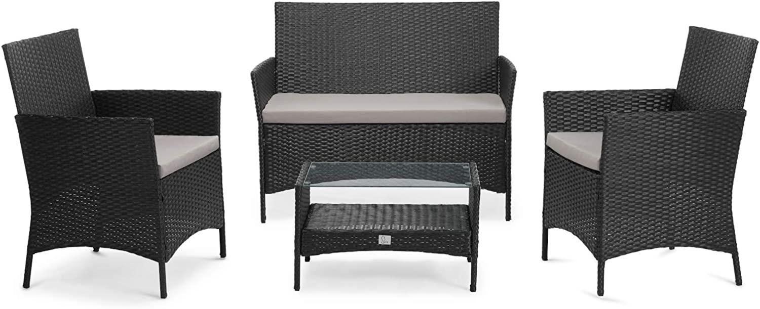 SVITA BROOKLYN Polyrattan Sitzgruppe Lounge Gartenmöbel Set schwarz Bild 1