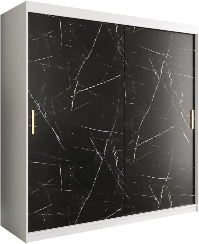Kleiderschrank Kamoga T 200 (Weiß / Marmor Schwarz + Gold, ohne Schubladen) Bild 1