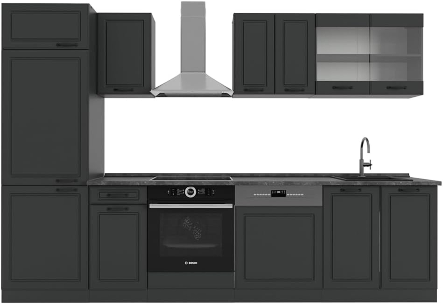 Vicco Küchenzeile R-Line, Anthrazit Landhaus/Anthrazit, 300 cm, AP Anthrazit Bild 1