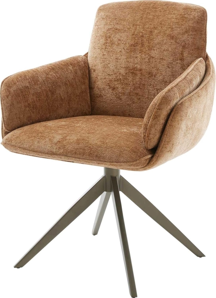 Drehstuhl Luan-Flex mit Armlehnen Chenille Rost Kreuzgestell breit Effektfinish Titan 360° drehbar Wippfunktion Bild 1