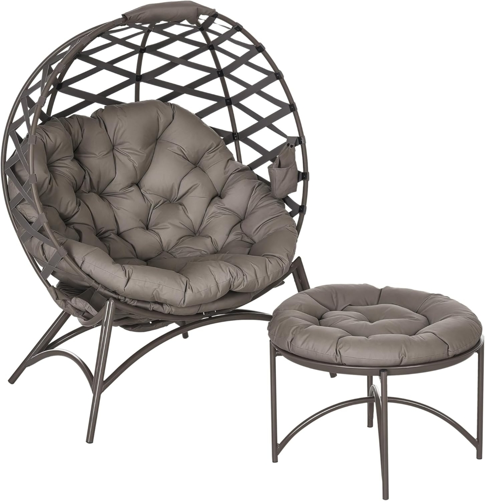 Outsunny Sitzgruppe Gartenstuhl-Set, (Set, 2-tlg, Gartenstuhl-Set), Korbstuhl mit 2-in-1-Hocker Bild 1