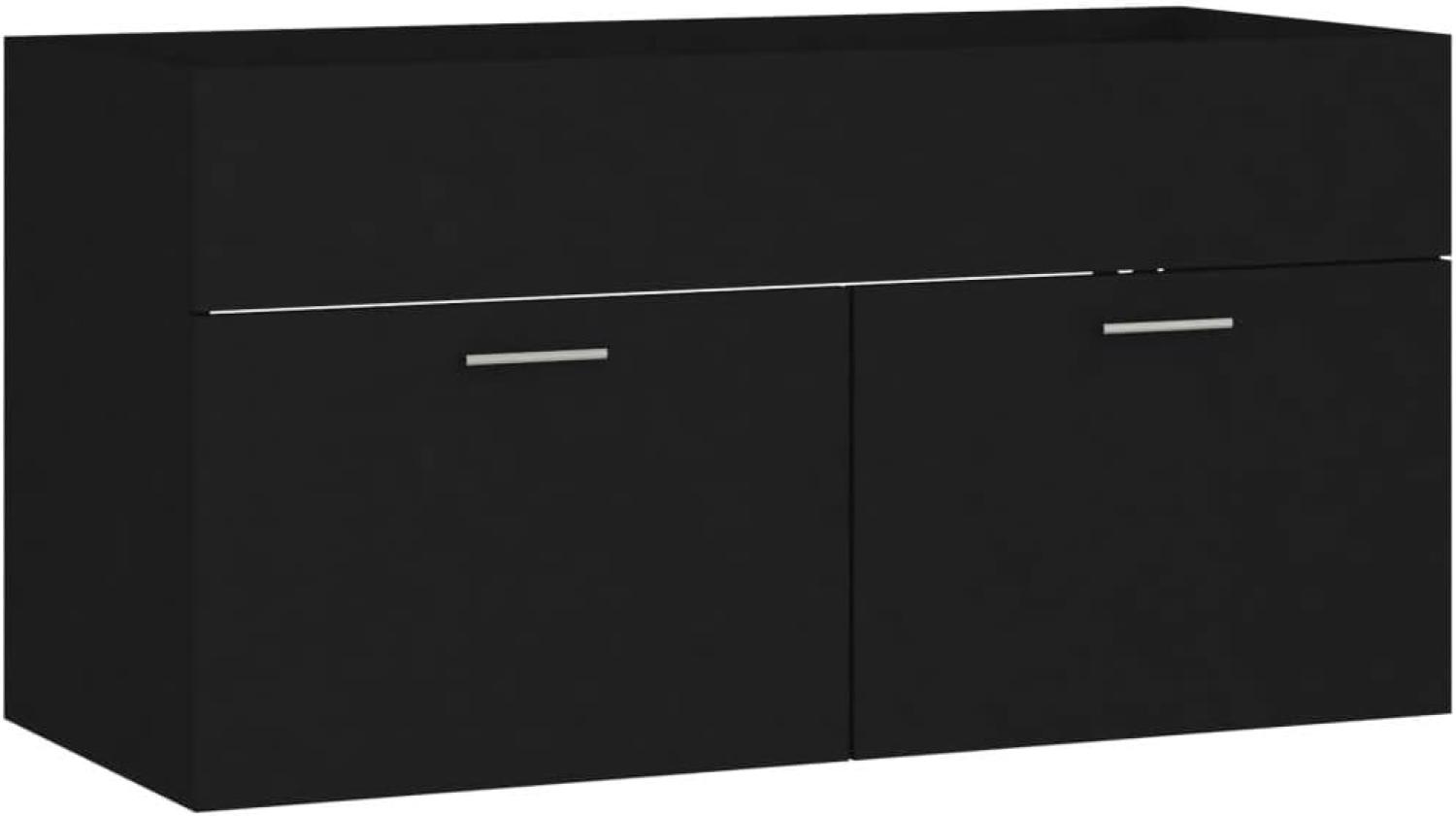 vidaXL Waschbeckenunterschrank Schwarz 90x38,5x46 cm Holzwerkstoff 804666 Bild 1