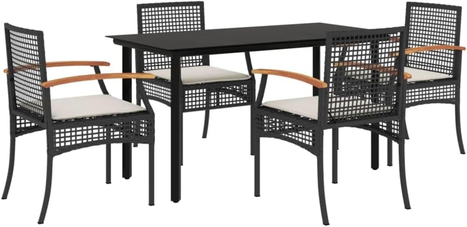 vidaXL 5-tlg. Garten-Essgruppe mit Kissen Schwarz Poly Rattan 3213605 Bild 1