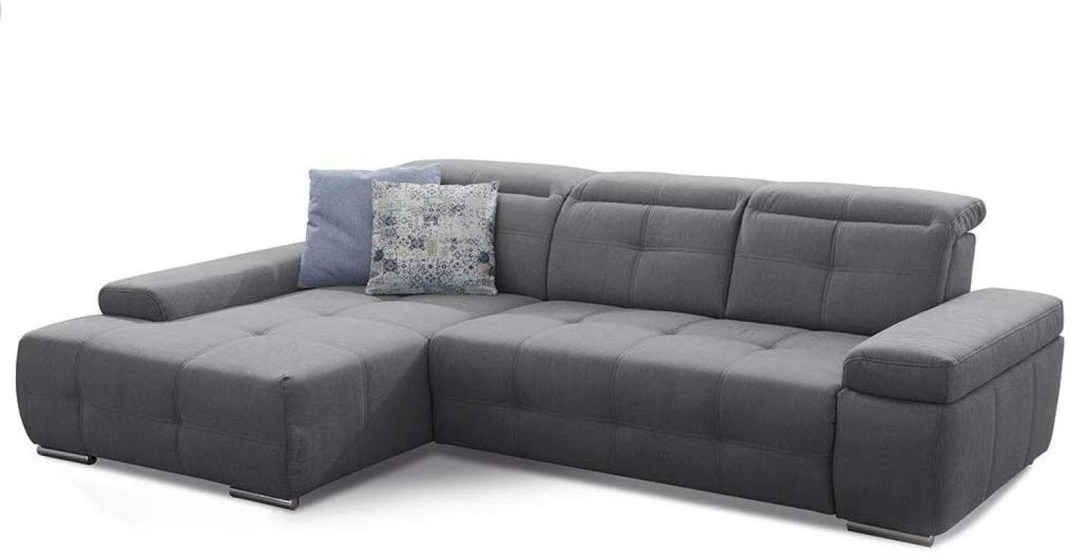 Cavadore Ecksofa Mistrel mit Schlaffunktion, L-Form Sofa mit leichter Fleckentfernung dank Soft Clean, geeignet für Haushalte mit Kindern, Haustieren, 273 x 77 x 173, grau Bild 1