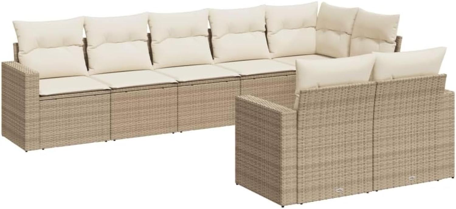 vidaXL 8-tlg. Garten-Sofagarnitur mit Kissen Beige Poly Rattan 3251555 Bild 1