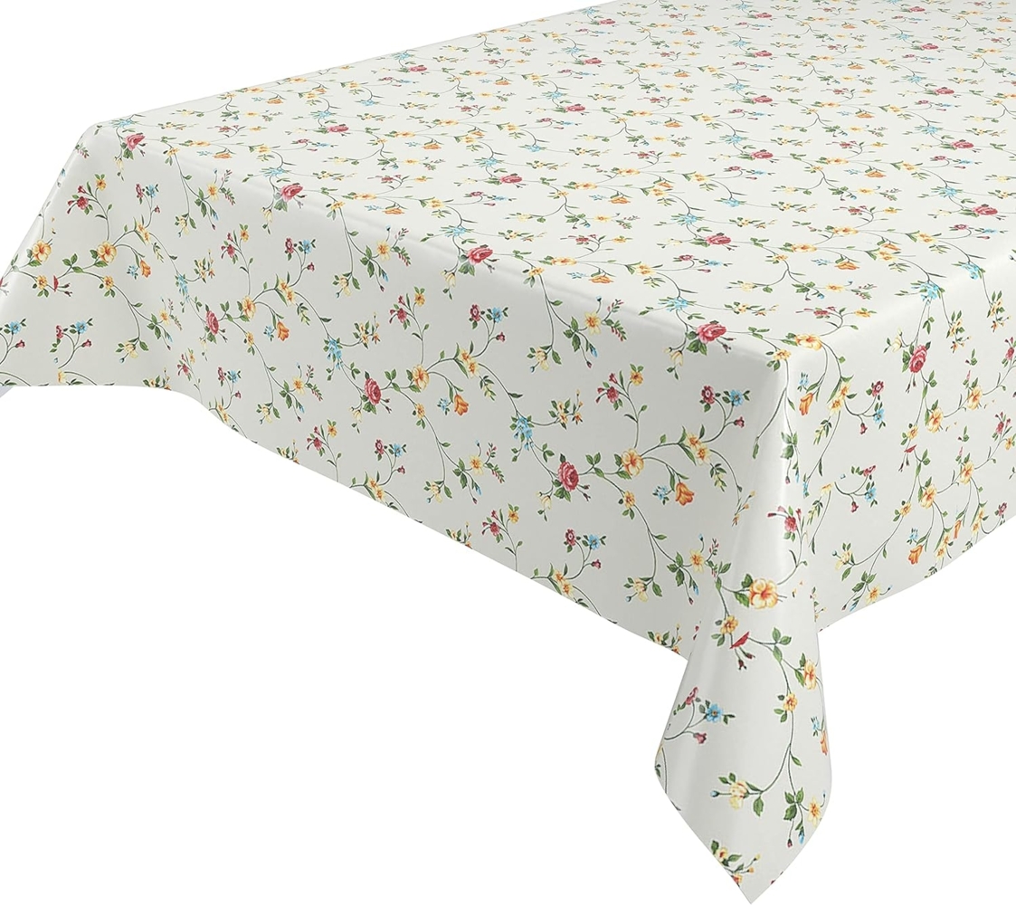 Klassisch Blümchen Wachstuchtischdecke Wachstuch abwischbar Garten Tischdecke RUND OVAL ECKIG, Größe wählbar (Eckig 140x240 cm) Bild 1