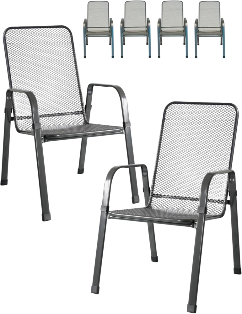 MFG Streckmetall-Stapelstuhl "Mec-Stor" 6-er Set, Farbe: anthrazit Bild 1