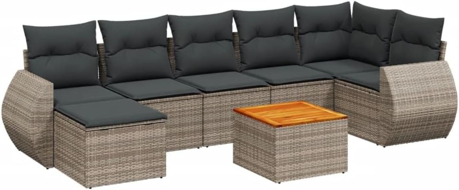 vidaXL 8-tlg. Garten-Sofagarnitur mit Kissen Grau Poly Rattan 3257446 Bild 1